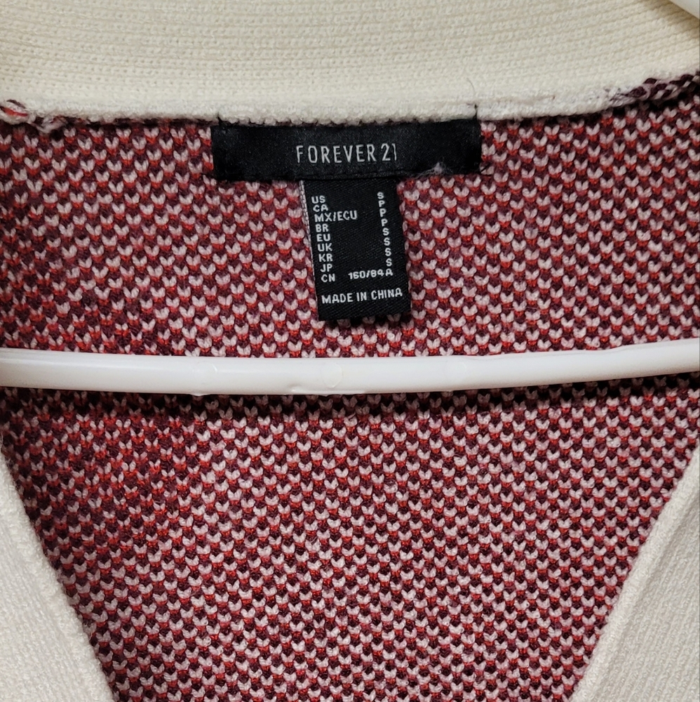 Forever 21 women's and junior's cardigan butterfly Small beige and red,  v-neck - Picture 6 of 8